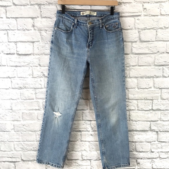 Harley Davidson Vintage Distressed Mom Jeans Sz 8 - Picture 1 of 7